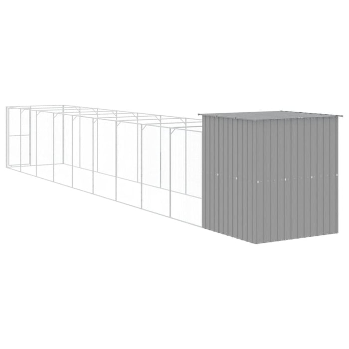 Dog House With Run Light Grey 165x1067x181 Cm Galvanised