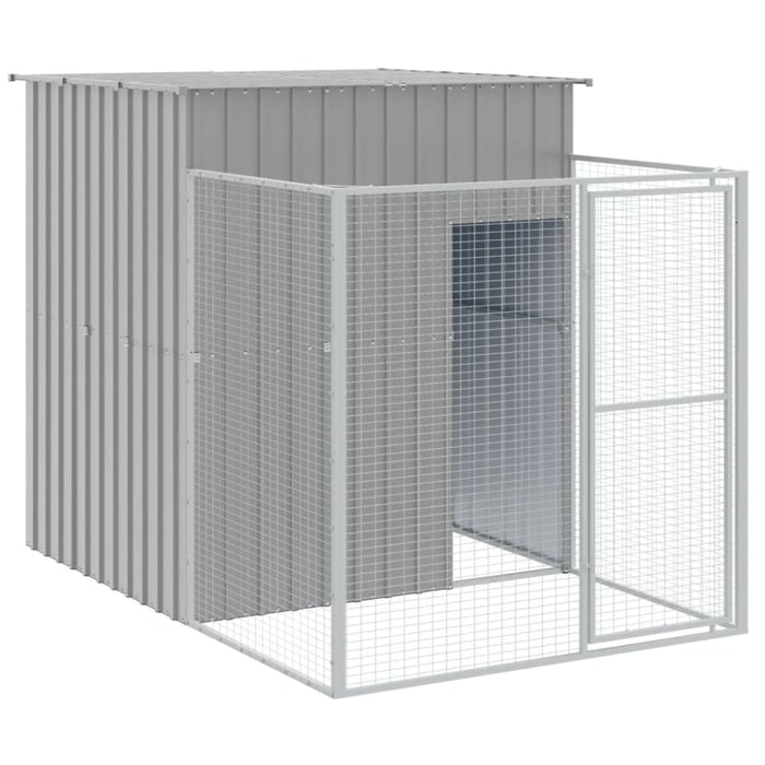 Dog House With Run Light Grey 165x1067x181 Cm Galvanised