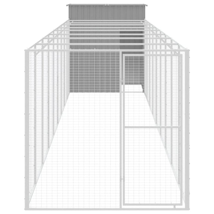 Dog House With Run Light Grey 165x1067x181 Cm Galvanised