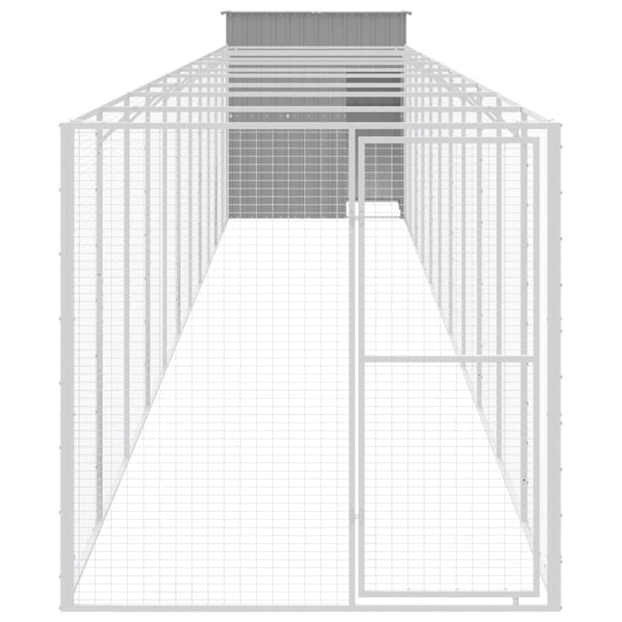 Dog House With Run Light Grey 165x1271x181 Cm Galvanised