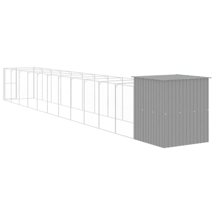 Dog House With Run Light Grey 165x1271x181 Cm Galvanised