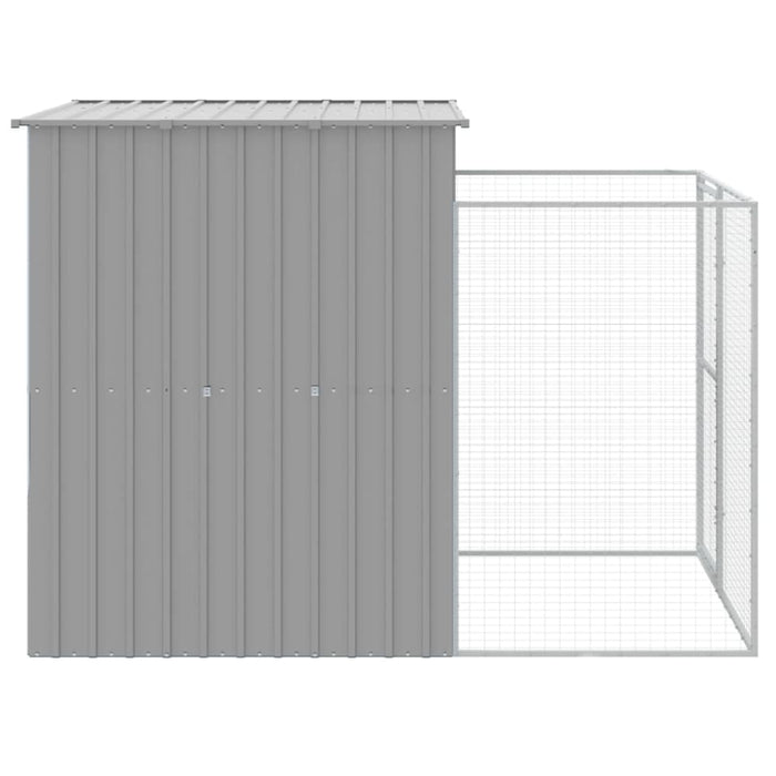 Dog House with Run Light Grey 165x251x181 Cm Galvanised