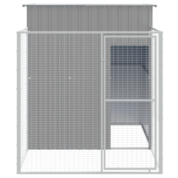Dog House with Run Light Grey 165x251x181 Cm Galvanised