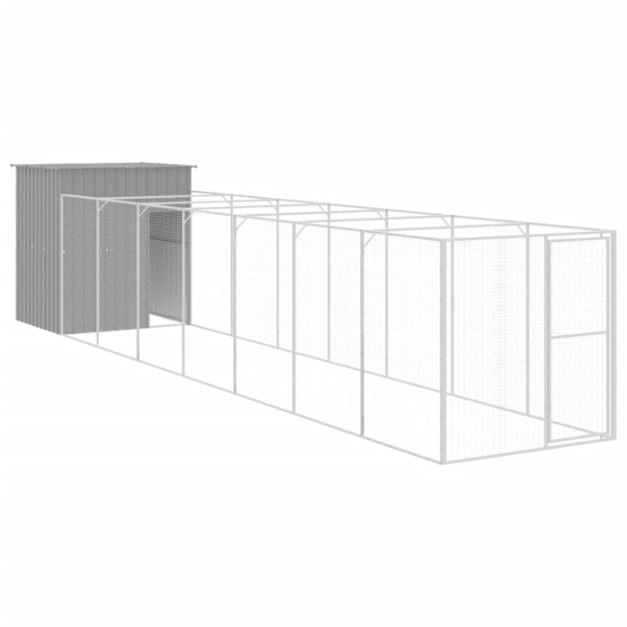 Dog House With Run Light Grey 165x863x181 Cm Galvanised