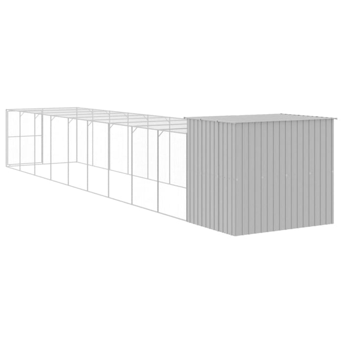 Dog House With Run Light Grey 214x1069x181 Cm Galvanised