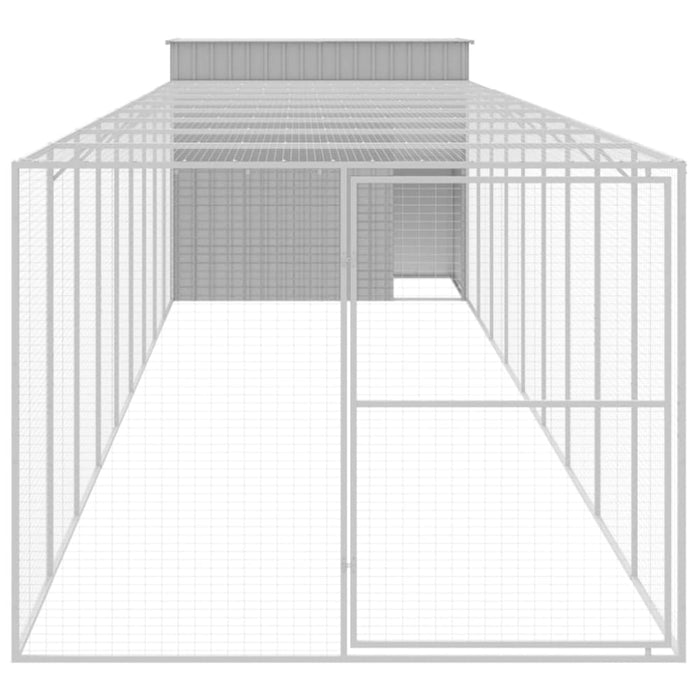 Dog House With Run Light Grey 214x1069x181 Cm Galvanised