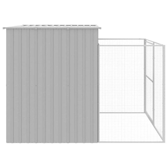 Dog House With Run Light Grey 214x253x181 Cm Galvanised