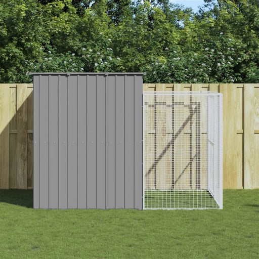 Dog House With Run Light Grey 214x253x181 Cm Galvanised
