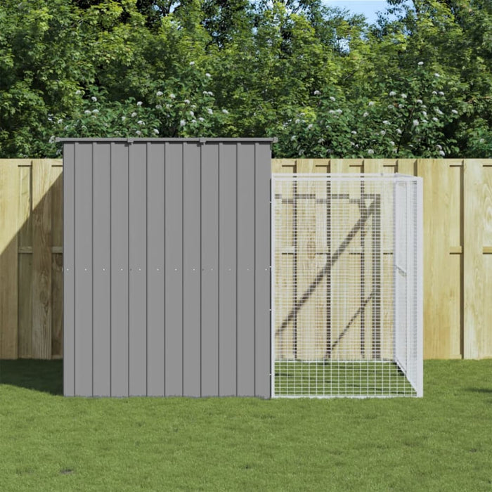 Dog House With Run Light Grey 214x253x181 Cm Galvanised