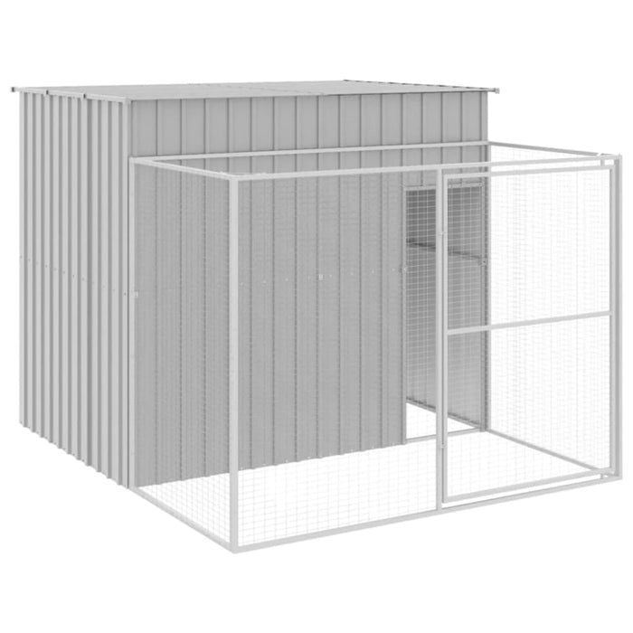 Dog House With Run Light Grey 214x253x181 Cm Galvanised