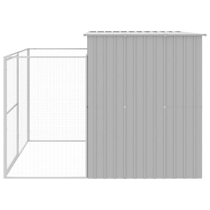 Dog House With Run Light Grey 214x253x181 Cm Galvanised