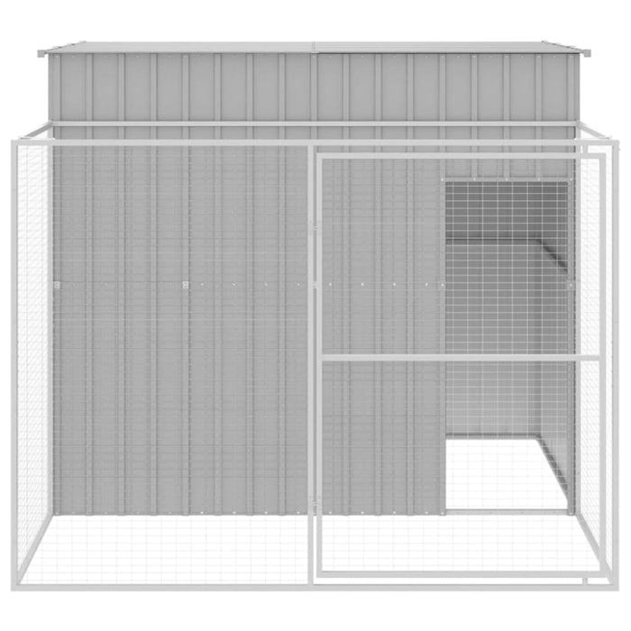 Dog House With Run Light Grey 214x253x181 Cm Galvanised