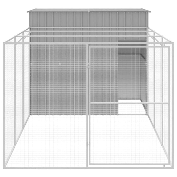 Dog House With Run Light Grey 214x457x181 Cm Galvanised