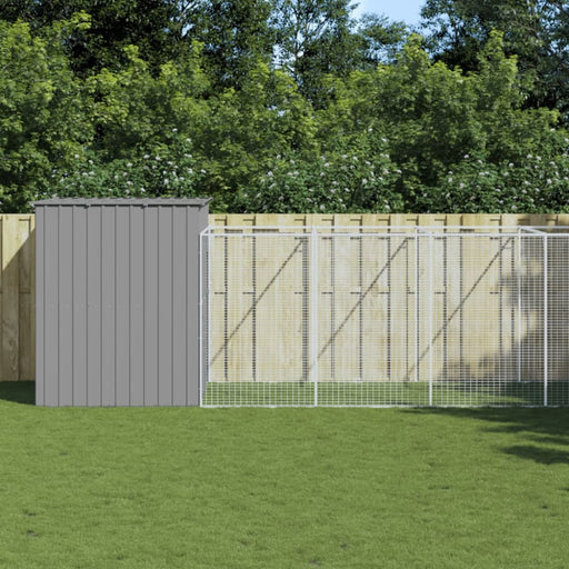 Dog House With Run Light Grey 214x661x181 Cm Galvanised