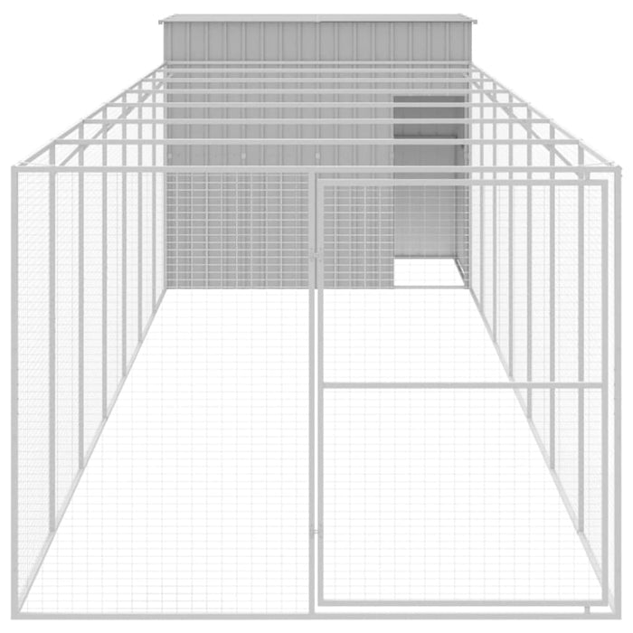 Dog House With Run Light Grey 214x865x181 Cm Galvanised
