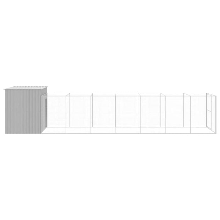 Dog House With Run Light Grey 214x865x181 Cm Galvanised