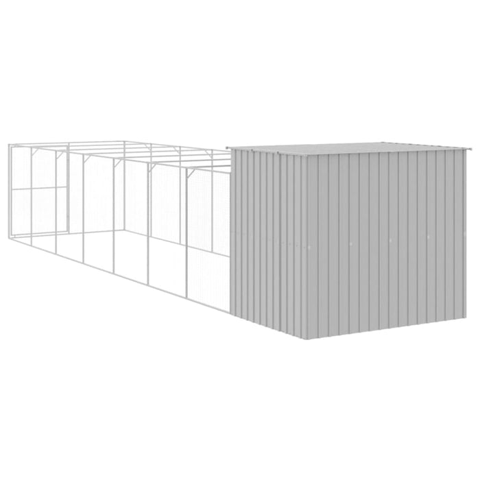 Dog House With Run Light Grey 214x865x181 Cm Galvanised