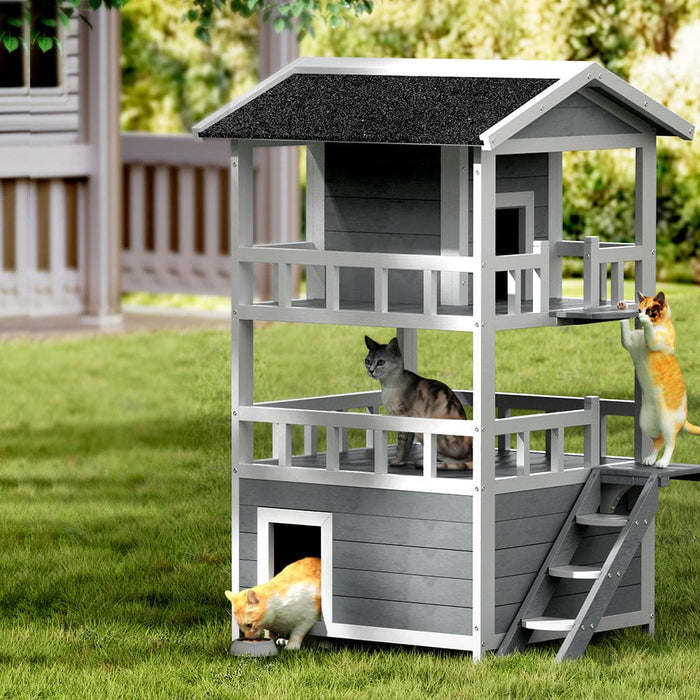 Cat House Outdoor Wooden Shelter Rabbit Hutch Condo Small