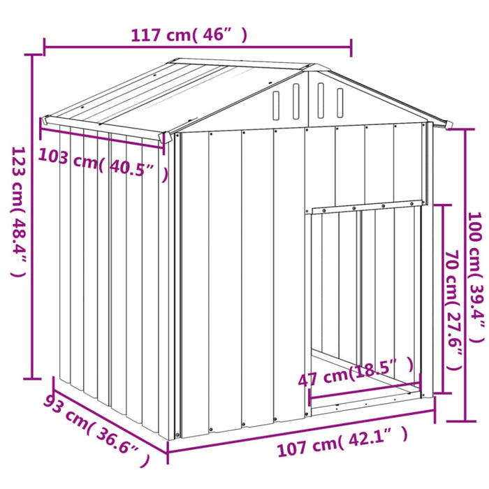 Dog House with Roof Anthracite 117x103x123 Cm Galvanised