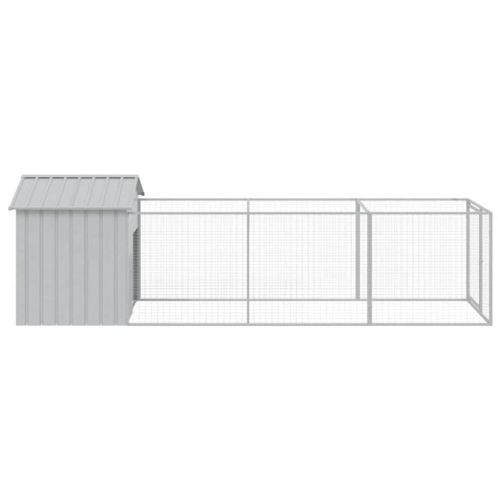 Dog House With Roof Light Grey 117x405x123 Cm Galvanised