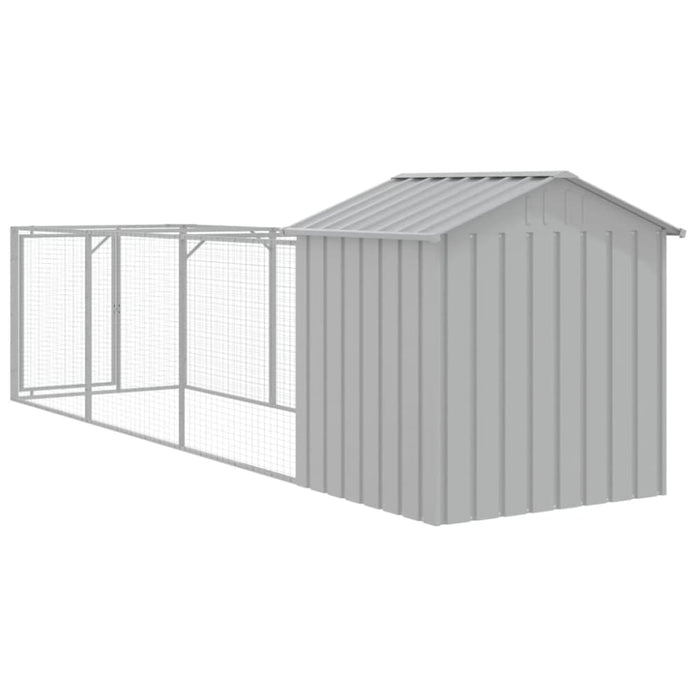 Dog House With Roof Light Grey 117x405x123 Cm Galvanised