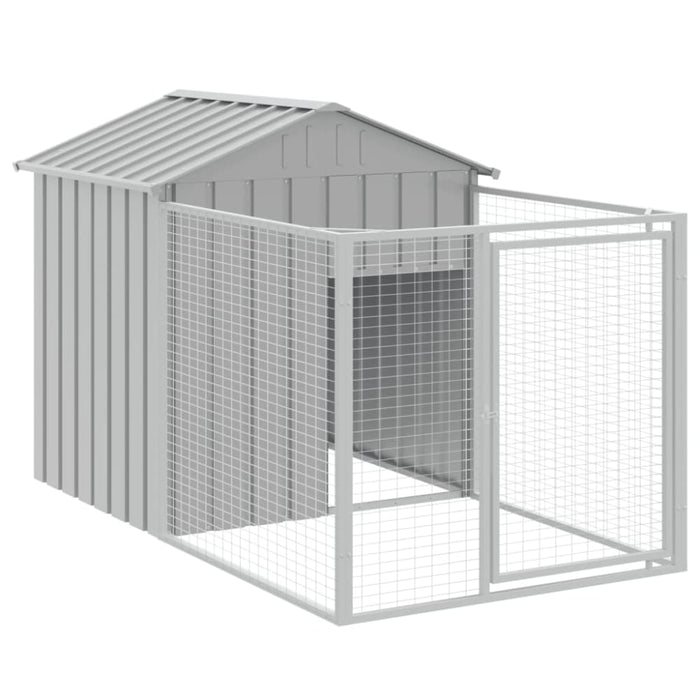 Dog House With Roof Light Grey 117x405x123 Cm Galvanised
