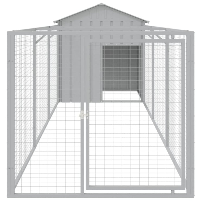 Dog House With Roof Light Grey 117x405x123 Cm Galvanised