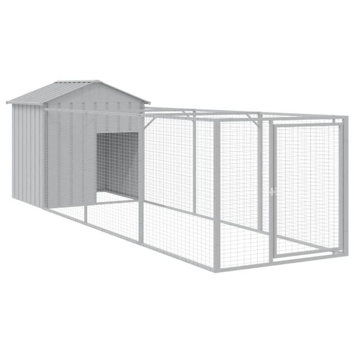 Dog House With Roof Light Grey 117x405x123 Cm Galvanised