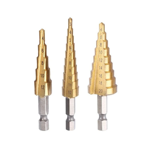 Hss Straight Fluted Pagoda Step Drill Set 3pcs with Cloth