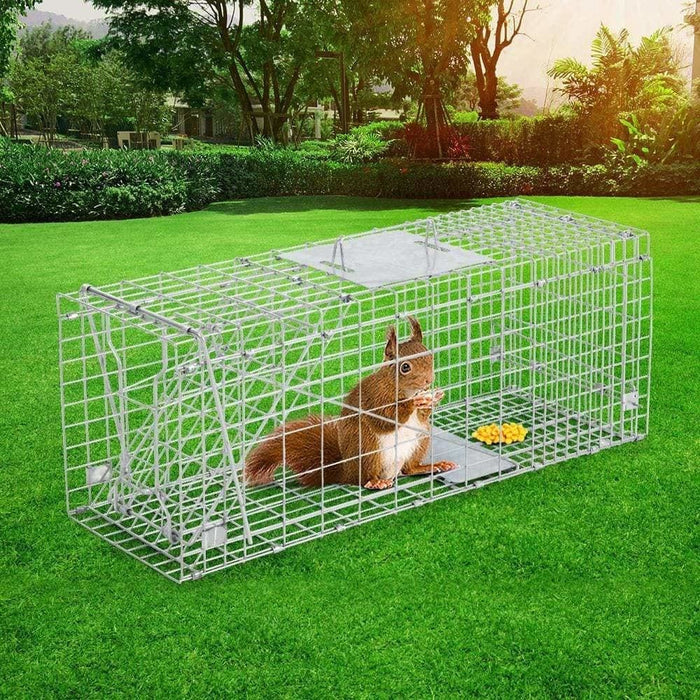 Humane Animal Trap Cage 66 x 23 25cm - Silver