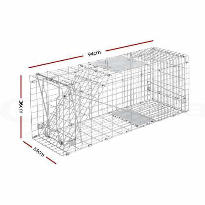 Humane Animal Trap Cage 94 x 34 36cm - Silver