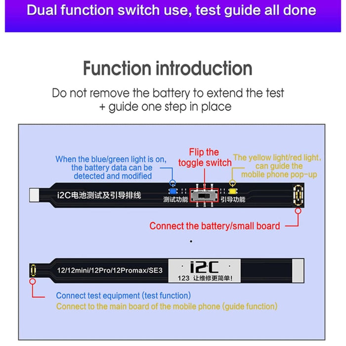 I2c Battery Boot Strap Test Flex Cable For Iphone 13 Pro/13