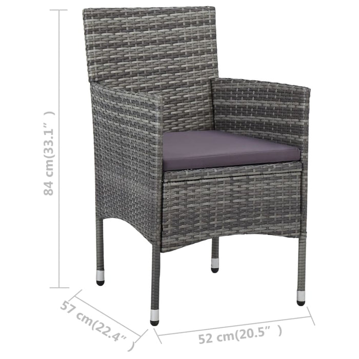 Idaxl Garden Dining Chairs 2 Pcs Poly Rattan Grey Alonb