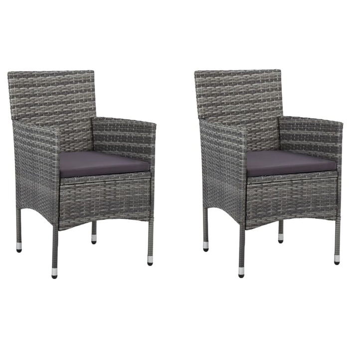 Idaxl Garden Dining Chairs 2 Pcs Poly Rattan Grey Alonb