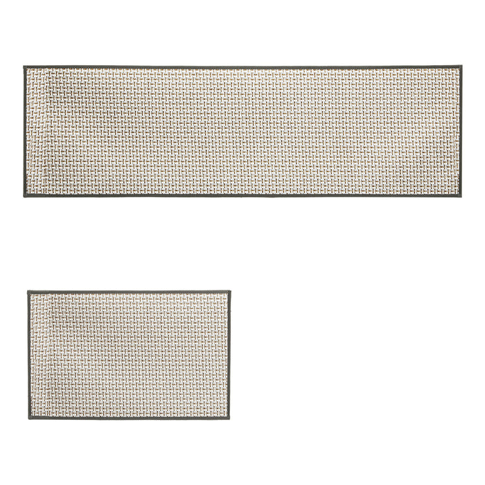 Goslash Picks Kitchen Rug 2Pcs Woven Non Slip Absorbent Grey