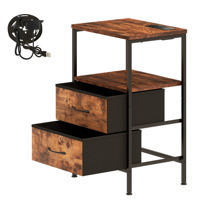 Goslash Picks Led Bedside Table With 2 Drawers Power Outlets