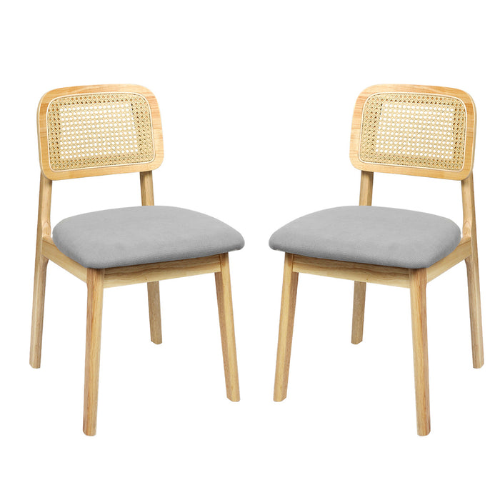 Goslash Picks 2X Dining Chair Wood Rattan Armless Natural