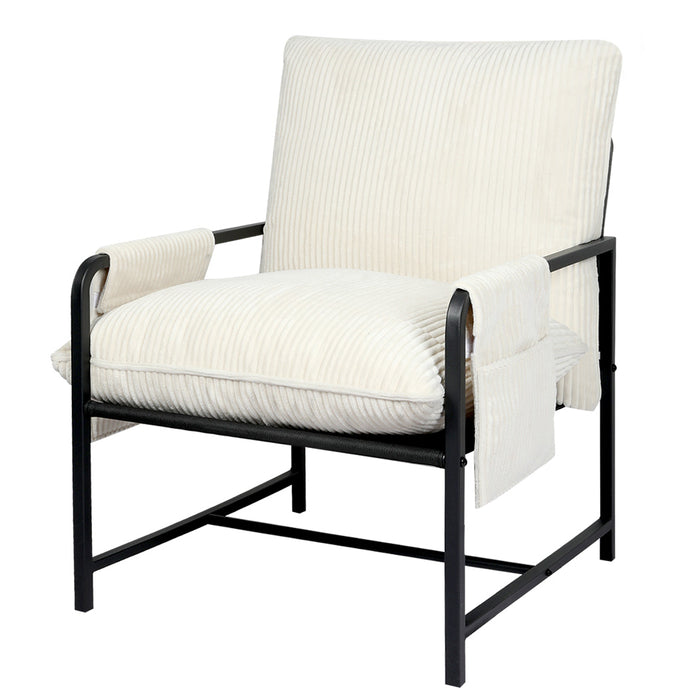 Goslash Picks Metal Framed Lounge Chair Corduroy In Beige