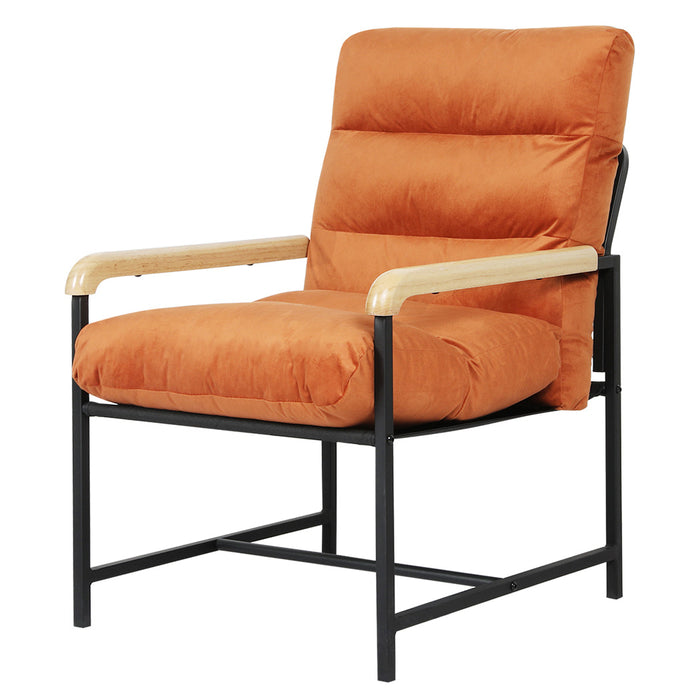 Goslash Picks Metal Framed Lounge Chair Velvet In Orange
