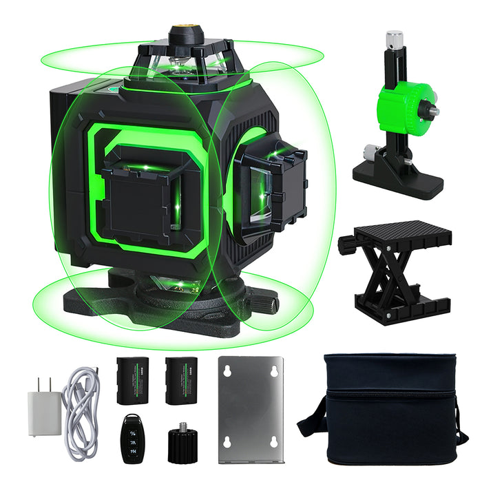 4D 16 Line Green Laser Level Remote Tripod