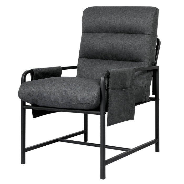 Goslash Picks Metal Framed Lounge Chair Linen In Dark Grey