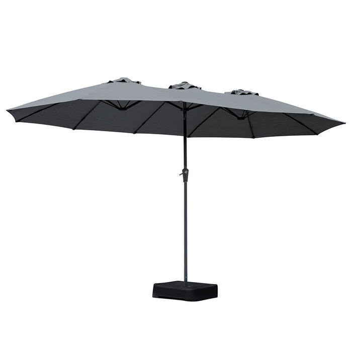 4.5M Double-Sided Patio Umbrella Outdoor Umbrella Base Stand Grey