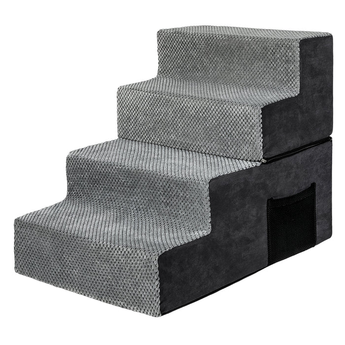 Goslash Picks 4 Steps Pet Stairs Dog Ramp High Density Foam Grey