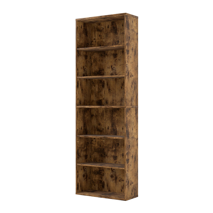 Goslash Picks 6 Tier Book Shelf Adjustable Shelves Walnut