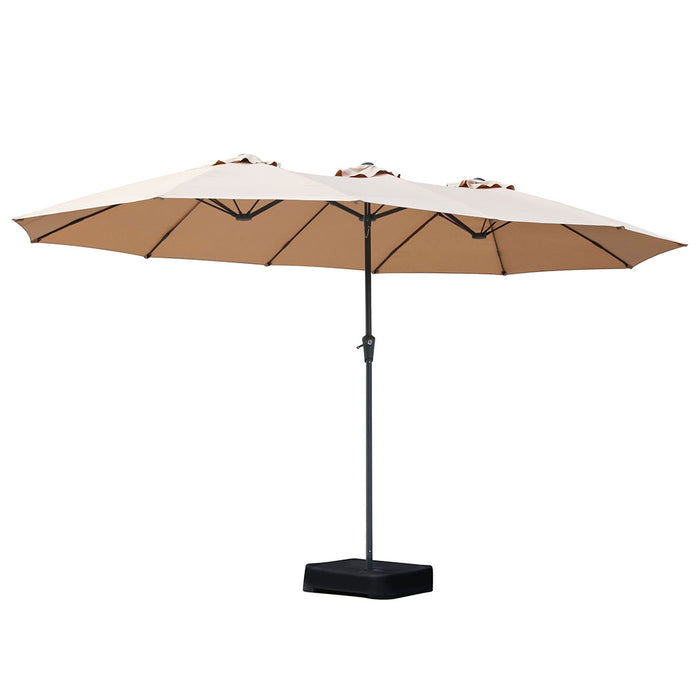 4M Double-Sided Patio Umbrella Outdoor Umbrella Base Stand Khaki