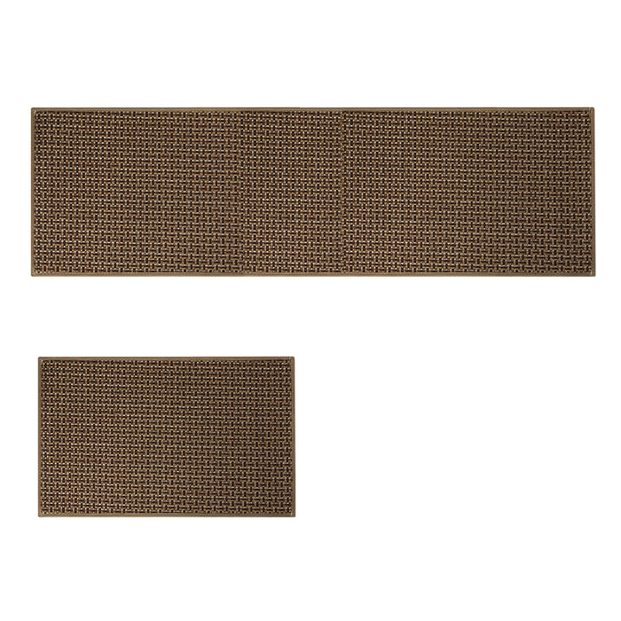 Goslash Picks Kitchen Rug 2Pcs Woven Non Slip Absorbent Brown