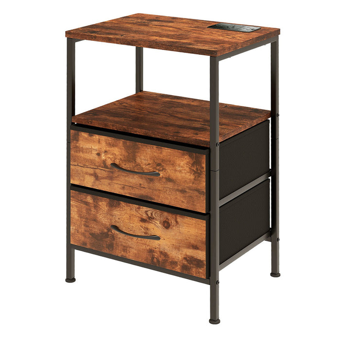 Goslash Picks Led Bedside Table With 2 Drawers Power Outlets