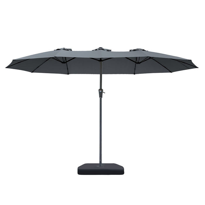 4.5M Double-Sided Patio Umbrella Outdoor Umbrella Base Stand Grey