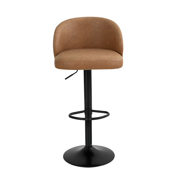 4X Bar Stool Swivel Gas Lift Pu Leather Brown