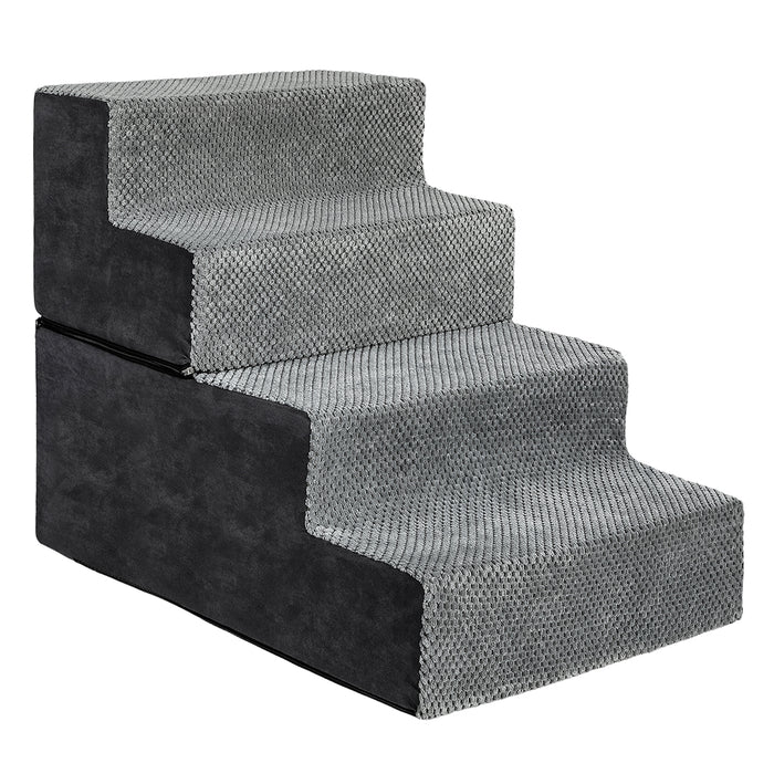 Goslash Picks 4 Steps Pet Stairs Dog Ramp High Density Foam Grey